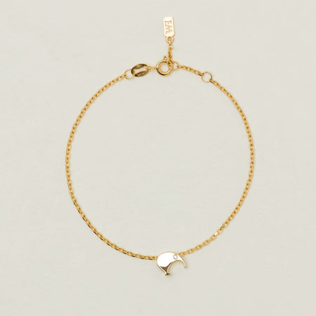 9ct Yellow Gold Noted Diamond Kiwi Bracelet (Charm + Chain) - Bracelet - Walker & Hall