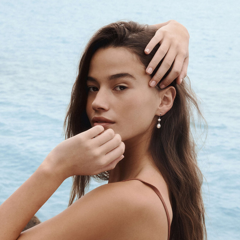 9ct Yellow Gold Freshwater Pearl Rosie Earrings-Earrings-Walker & Hall