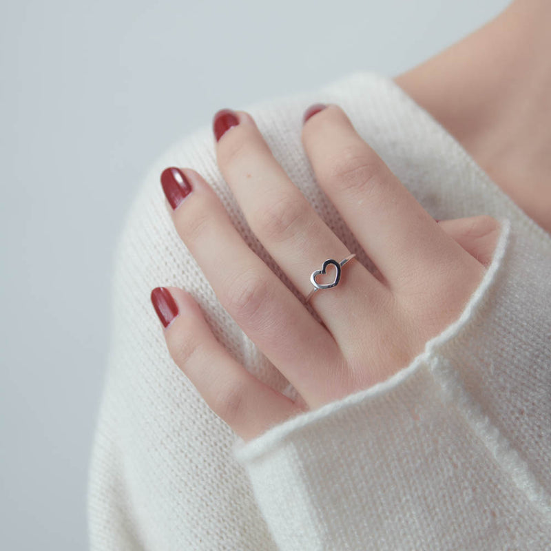 Karen Walker Mini Heart Ring - Sterling Silver-Ring-Walker & Hall