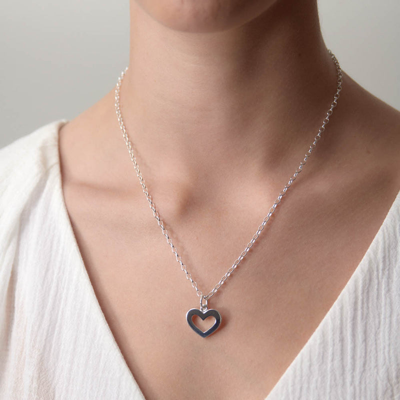 Karen Walker Heart Necklace - Sterling Silver-Necklace-Walker & Hall