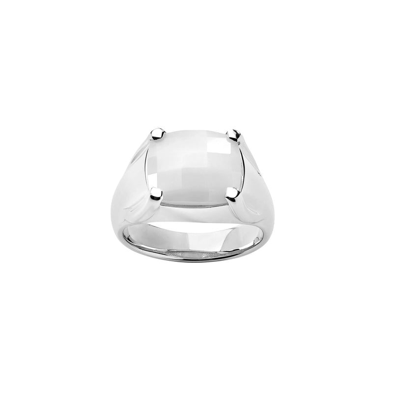 Karen Walker Chequerboard Ring - Sterling Silver & White Agate-Ring-Walker & Hall