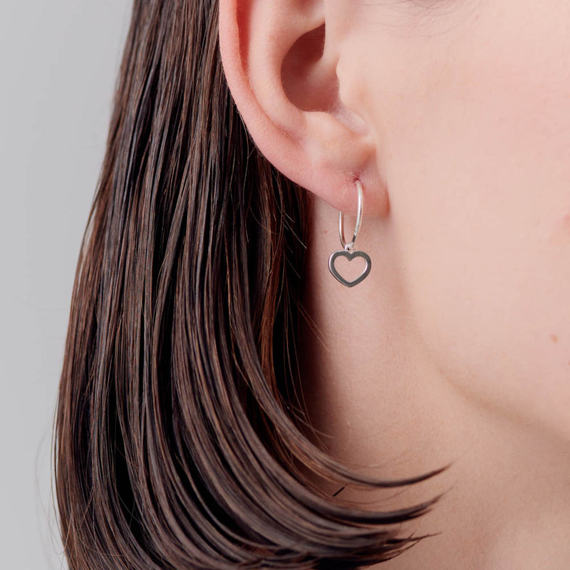 Karen Walker Heart Hoop Earrings - Sterling Silver-Earrings-Walker & Hall