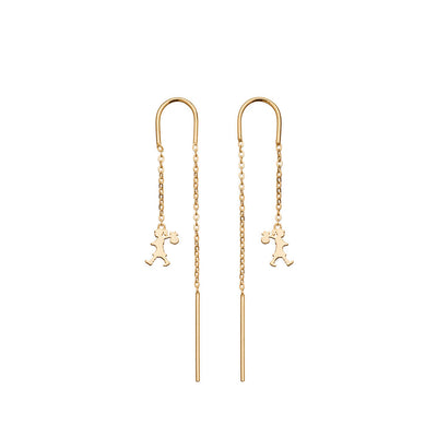 Karen Walker Runaway Girl Thread Earrings - 9ct Yellow Gold-Earrings-Walker & Hall