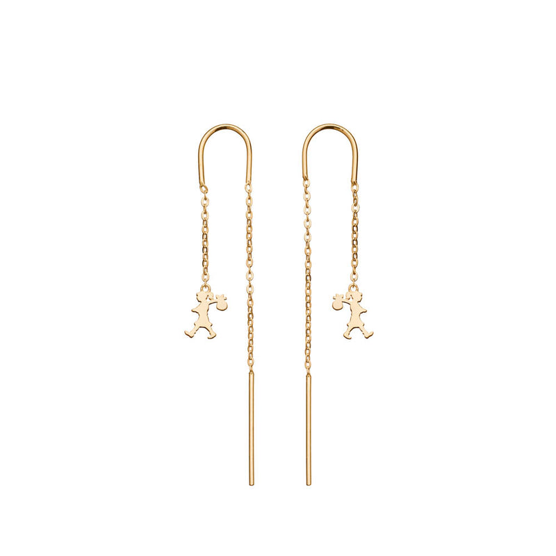 Karen Walker Runaway Girl Thread Earrings - 9ct Yellow Gold-Earrings-Walker & Hall