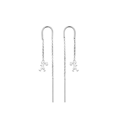 Karen Walker Runaway Girl Thread Earrings - Sterling Silver-Earrings-Walker & Hall