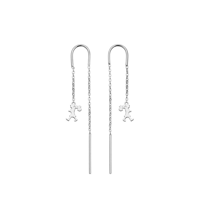 Karen Walker Runaway Girl Thread Earrings - Sterling Silver-Earrings-Walker & Hall