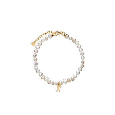 Karen Walker Mini Girl With Pearls Bracelet - 9ct Yellow Gold-Bracelet-Walker & Hall
