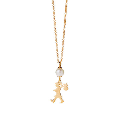 Karen Walker Girl & The Pearl Necklace - 9ct Yellow Gold-Necklace-Walker & Hall