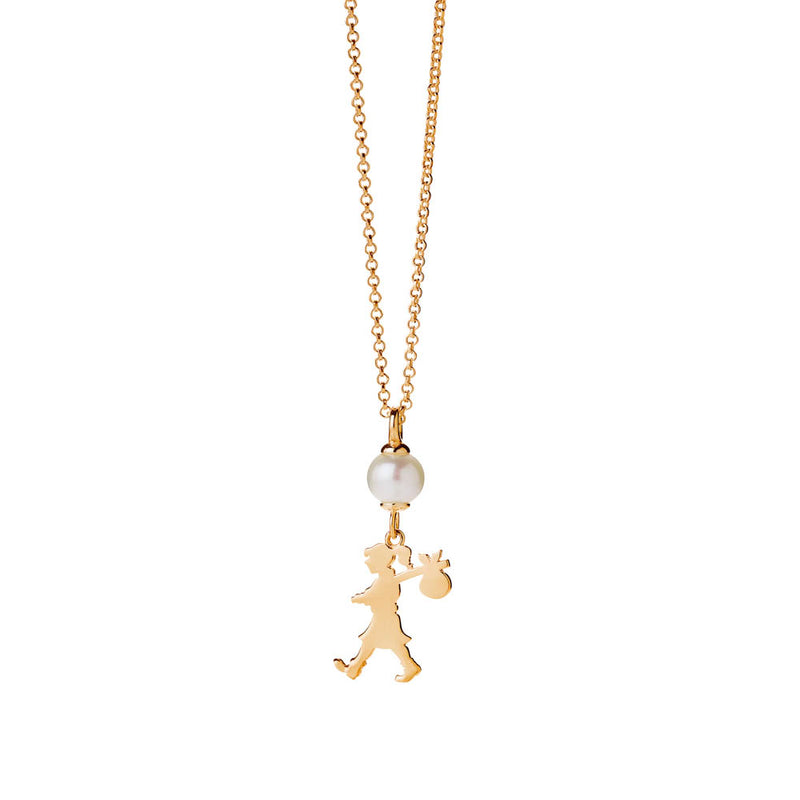 Karen Walker Girl & The Pearl Necklace - 9ct Yellow Gold-Necklace-Walker & Hall