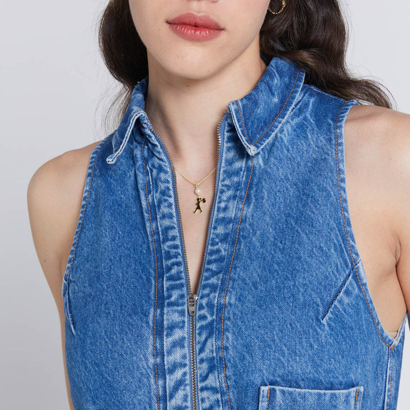 Karen Walker Girl & The Pearl Necklace - 9ct Yellow Gold-Necklace-Walker & Hall