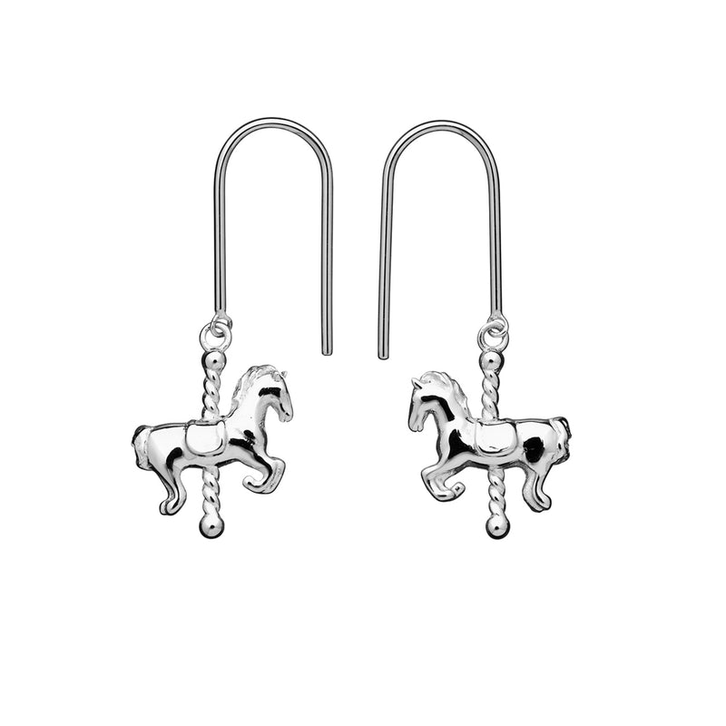 Karen Walker Mini Carousel Horse Earrings - Sterling Silver-Earrings-Walker & Hall