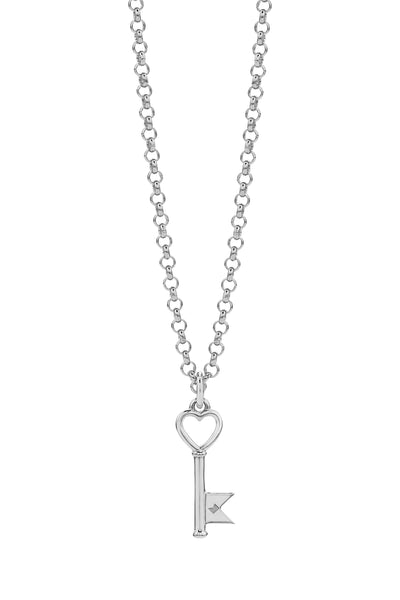 Karen Walker Super Monogram Key Necklace - Sterling Silver-Necklace-Walker & Hall