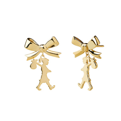 Karen Walker Girl With The Bow Earrings - 9ct Yellow Gold-Earrings-Walker & Hall