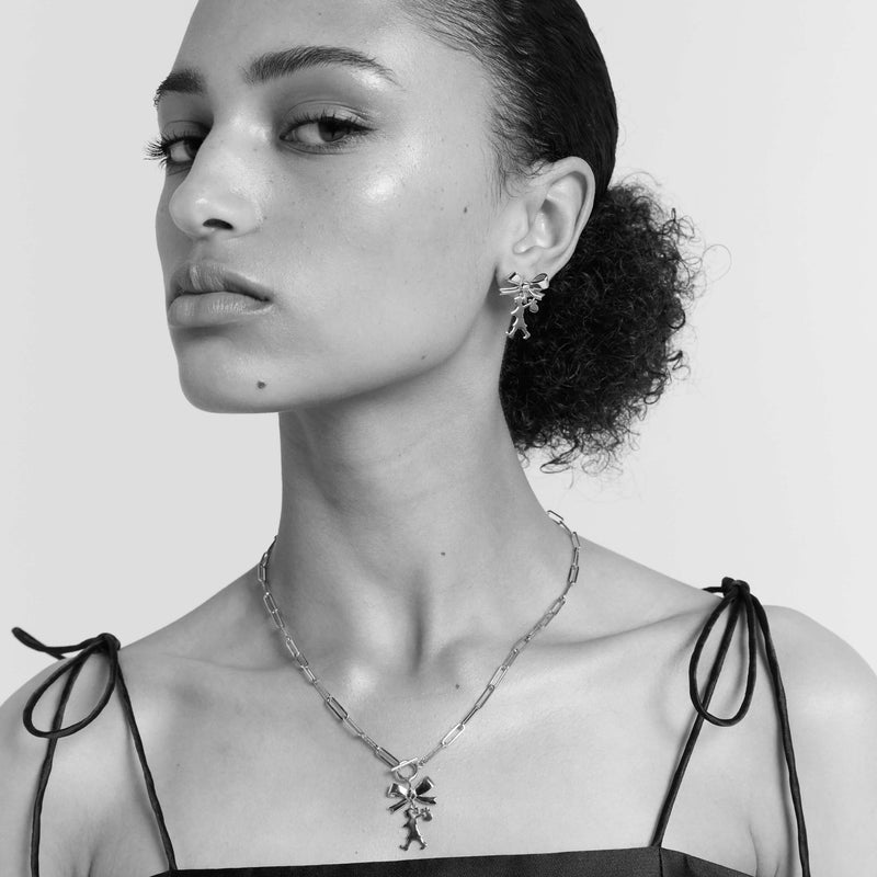 Karen Walker Girl With The Bow Earrings - 9ct Yellow Gold-Earrings-Walker & Hall