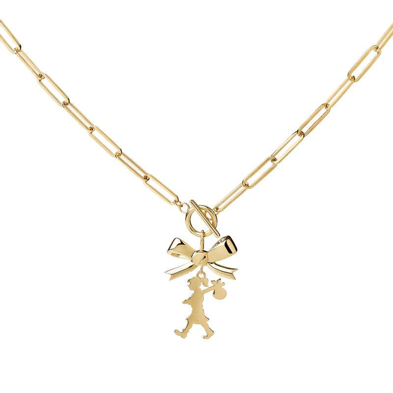 Karen Walker Girl With The Bow Necklace - 9ct Yellow Gold-Necklace-Walker & Hall