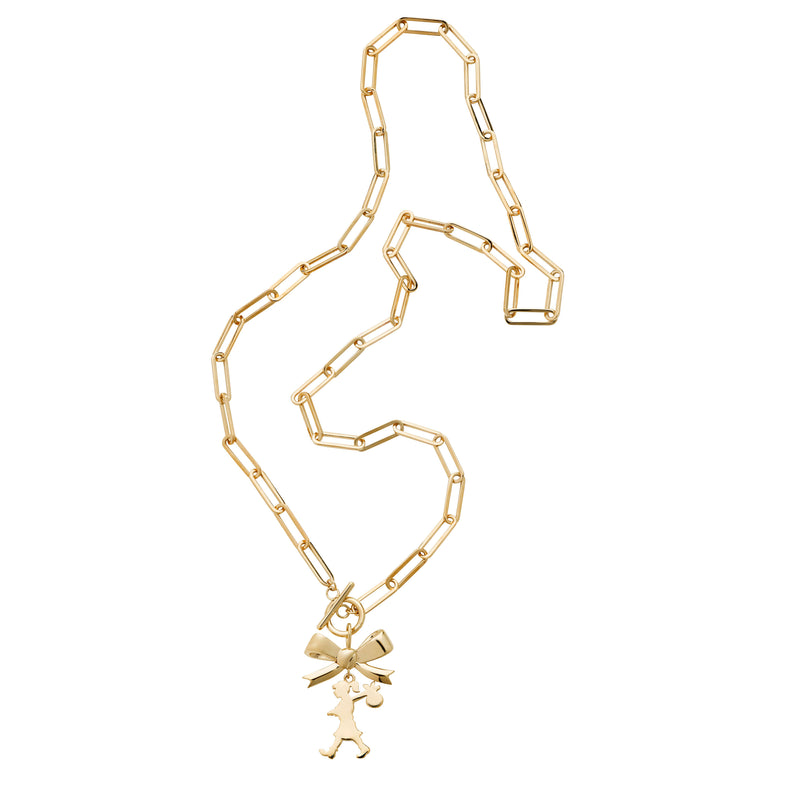 Karen Walker Girl With The Bow Necklace - 9ct Yellow Gold-Necklace-Walker & Hall