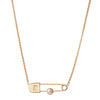 Karen Walker Runaway Safety Pin Necklace - 9ct Yellow Gold & Pearl-Necklace-Walker & Hall