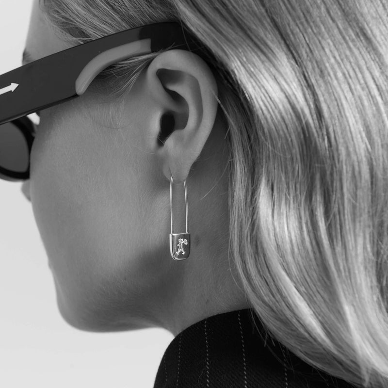 Karen Walker Runaway Safety Pin Earrings - Gold Plated - Earrings - Walker & Hall