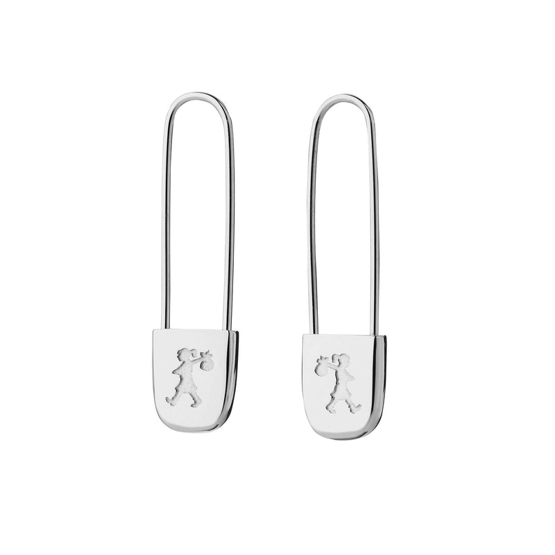 Karen Walker Runaway Safety Pin Earrings - Sterling Silver-Earrings-Walker & Hall