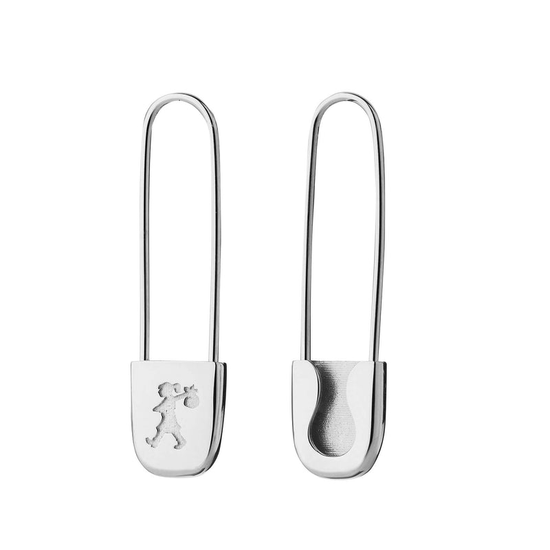 Karen Walker Runaway Safety Pin Earrings - Sterling Silver-Earrings-Walker & Hall