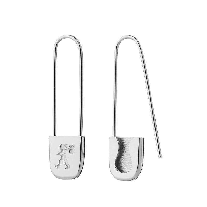 Karen Walker Runaway Safety Pin Earrings - Sterling Silver-Earrings-Walker & Hall