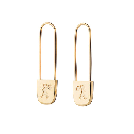 Karen Walker Runaway Safety Pin Earrings - Gold Plated - Earrings - Walker & Hall