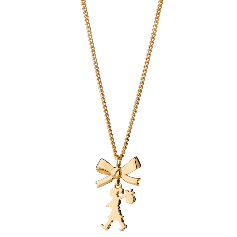 Karen Walker Mini Girl with a Bow Necklace - 9ct Yellow Gold-Necklace-Walker & Hall