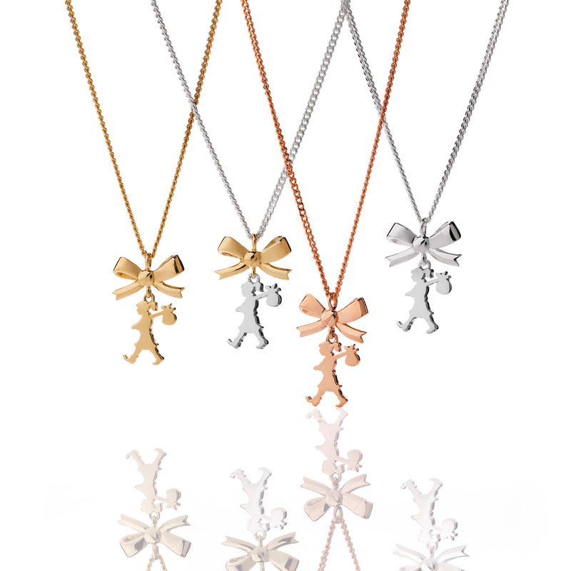 Karen Walker Mini Girl with a Bow Necklace - 9ct Yellow Gold-Necklace-Walker & Hall