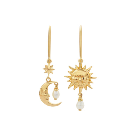 Karen Walker Sun & Moon Earrings - Gold Plated-Earrings-Walker & Hall