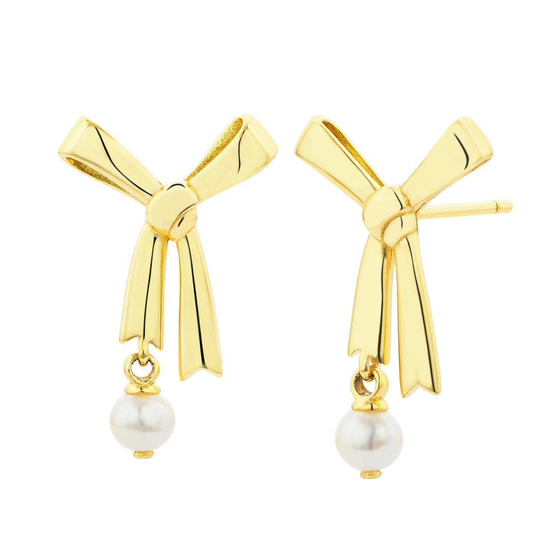 Karen Walker Pearl Bow Earrings - Gold Plated - Earrings - Walker & Hall