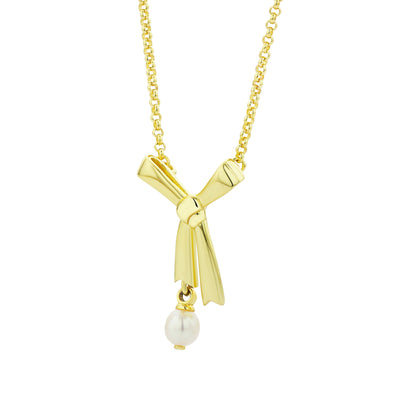 Karen Walker Pearl Bow Necklace - Gold Plated - Necklace - Walker & Hall