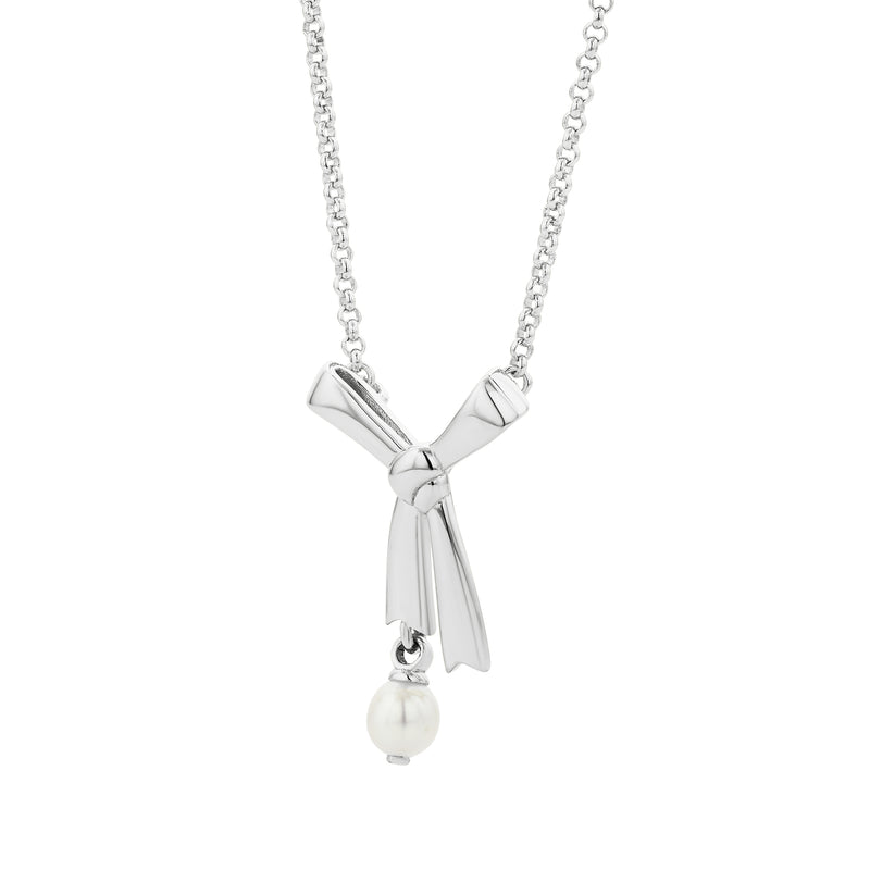 Karen Walker Pearl Bow Necklace - Sterling Silver - Necklace - Walker & Hall