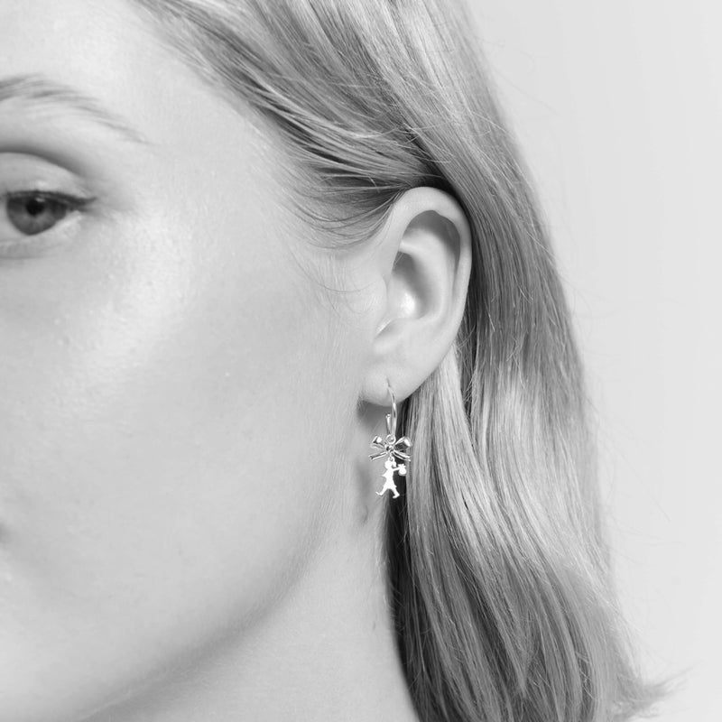 Karen Walker Mini Girl with Bow Hoop Earrings - 9ct Yellow Gold-Earrings-Walker & Hall