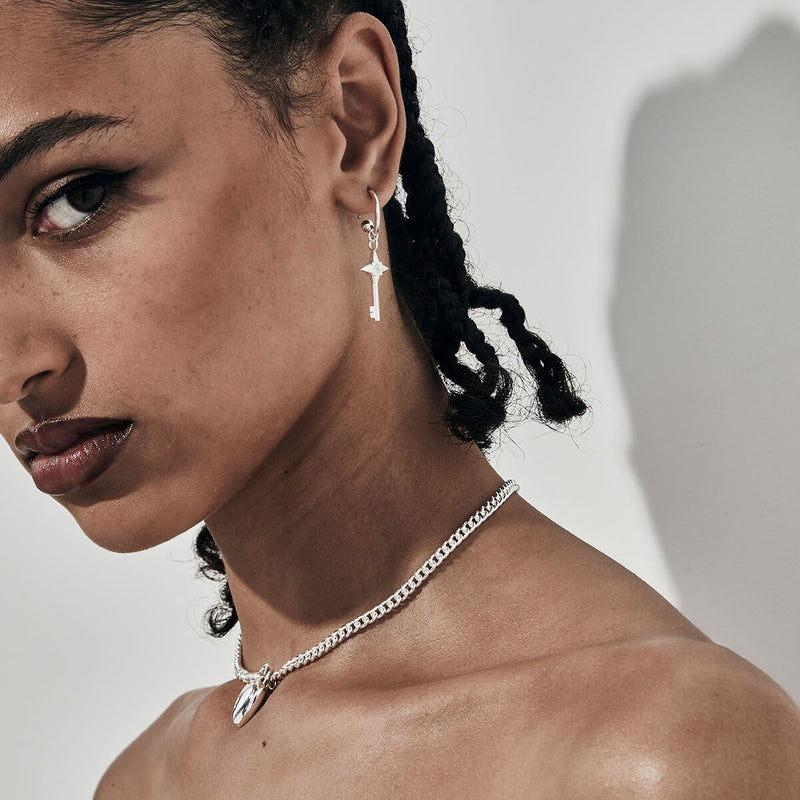 Stolen Girlfriends Club Love Key Anchor Earrings - Sterling Silver-Earrings-Walker & Hall