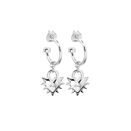 Stolen Girlfriends Club Love Locket Anchor Earrings - Sterling Silver-Earrings-Walker & Hall