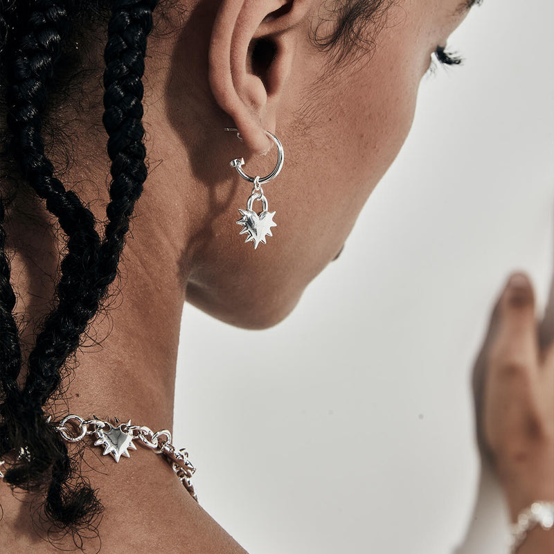 Stolen Girlfriends Club Love Locket Anchor Earrings - Sterling Silver-Earrings-Walker & Hall