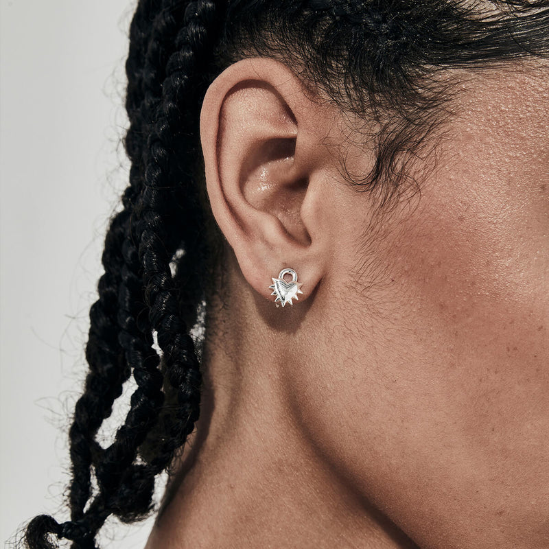 Stolen Girlfriends Club Love Locket Stud Earrings - Sterling Silver-Earrings-Walker & Hall