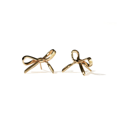 Meadowlark Bow Earrings Medium - Gold Plated-Earrings-Walker & Hall