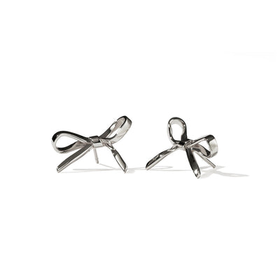 Meadowlark Bow Earrings Medium - Sterling Silver-Earrings-Walker & Hall