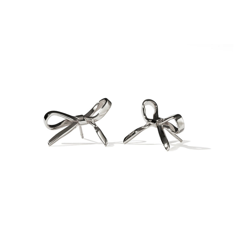 Meadowlark Bow Earrings Medium - Sterling Silver-Earrings-Walker & Hall