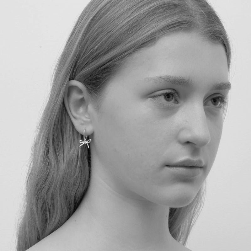 Meadowlark Bow Signature Hoop Earrings - Sterling Silver-Earrings-Walker & Hall