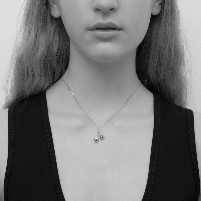 Meadowlark Cherry Charm Necklace - Gold Plated-Necklace-Walker & Hall