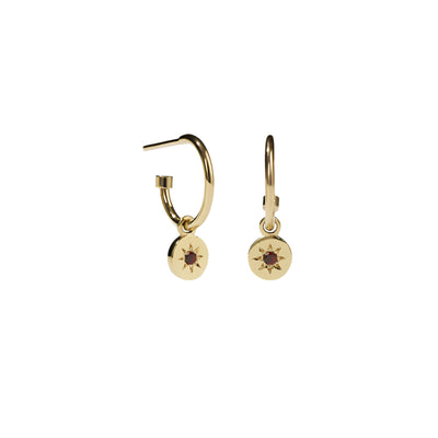Meadowlark Lulu Signature Hoop Earrings - Gold Plated & African Garnet-Earrings-Walker & Hall