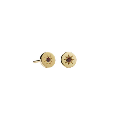 Meadowlark Lulu Stud Earrings - Gold Plated & African Garnet-Earrings-Walker & Hall