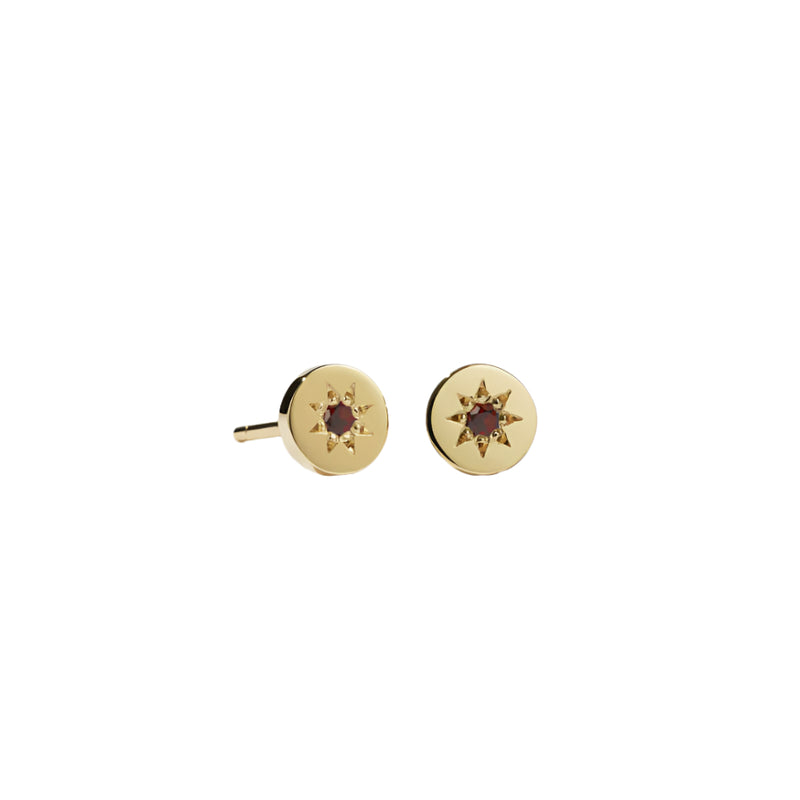 Meadowlark Lulu Stud Earrings - Gold Plated & African Garnet-Earrings-Walker & Hall