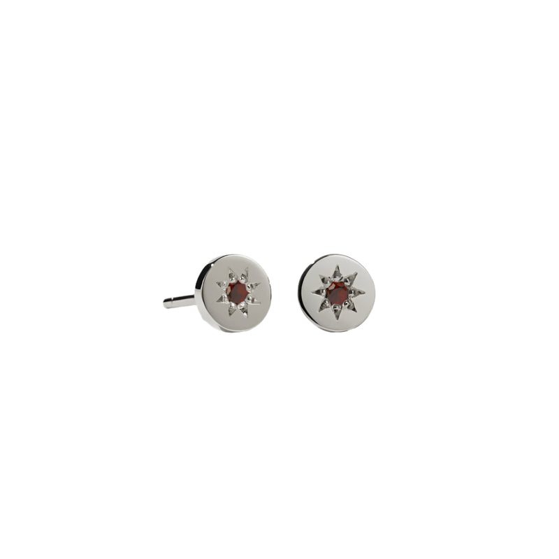 Meadowlark Lulu Stud Earrings - Sterling Silver & African Garnet-Earrings-Walker & Hall