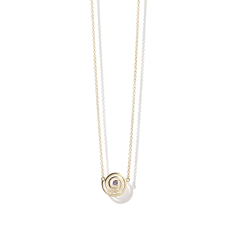 Meadowlark Amethyst Spiral Necklace - Gold Plated-Necklace-Walker & Hall