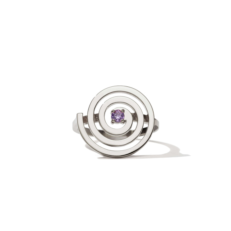 Meadowlark Amethyst Spiral Ring Set - Sterling Silver-Ring-Walker & Hall