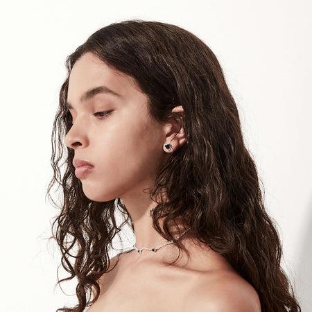 Stolen Girlfriends Club Mini Love Claw Earrings - Silver & Onyx - Earrings - Walker & Hall