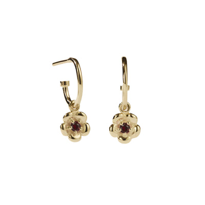 Meadowlark Posie Signature Hoop Earrings - Gold Plated & African Garnet-Earrings-Walker & Hall